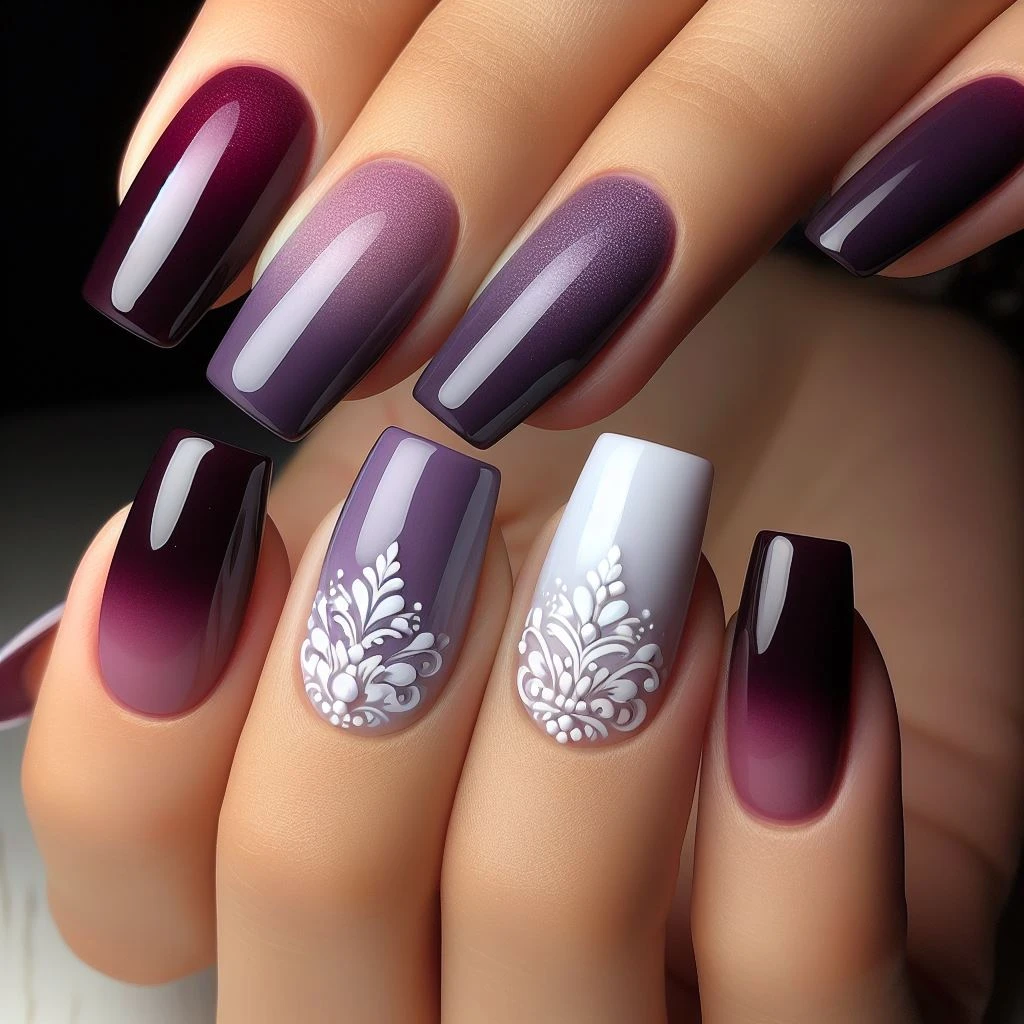 75+ Purple and White Nail Designs and Nail Art for a Manicure | Sarah Scoop
